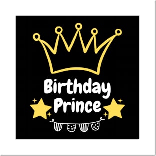 Birthday Prince Gold Crown Men or Boy Party Outfit Posters and Art